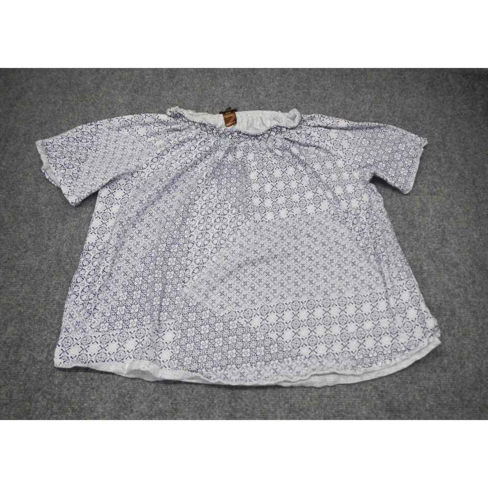 Multiples‎ Blouse Top Womens Size 2X Blue Abstract Geometric Blend Short Sleeve